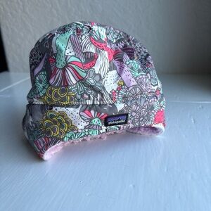 Patagonia Baby Reversible Shell Hat Floral Print Soft Fleece Lined 6 Months